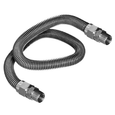 Flextron Gas Line Hose 5/8'' O.D. x 48'' Length with 1/2" MIP Fittings, Stainless Steel Flexible Connector FTGC-SS12-48A